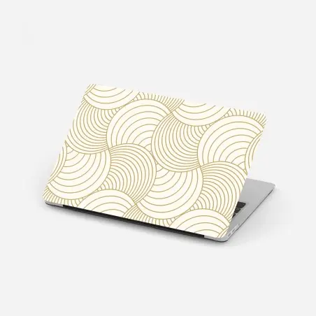 Pegatina para portátil patrón geométrico de círculos dorados sobre fondo crema – Pixers®