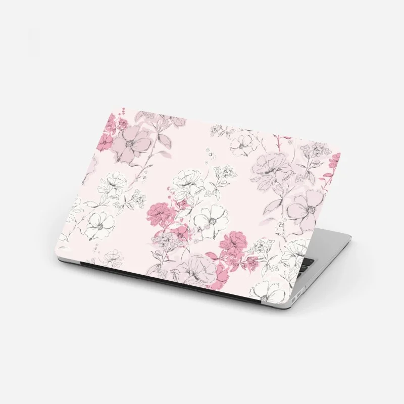 Pegatina para portátil patrón floral romántico en tonos rosa