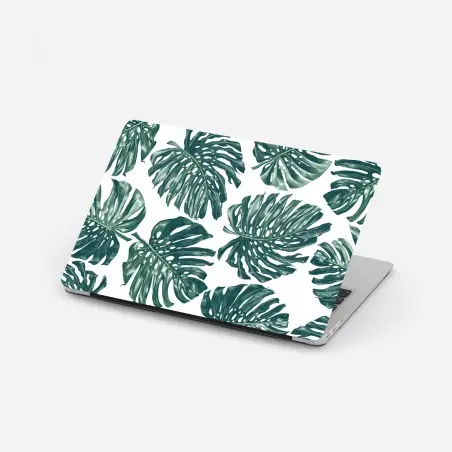 Pegatina para portátil patrón tropical de hojas de monstera en verde – Pixers®