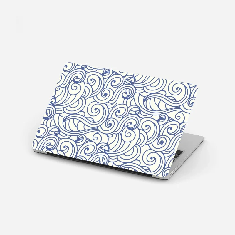 Pegatina para portátil patrón de olas ornamentales en azul
