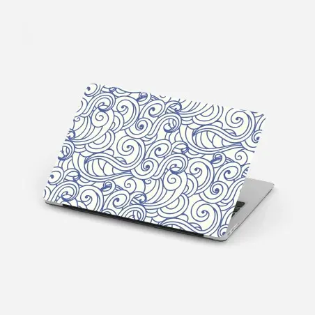 Pegatina para portátil patrón de olas ornamentales en azul – Pixers®