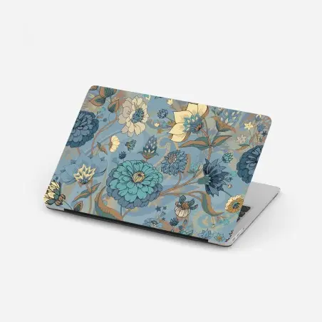 Pegatina para portátil patrón floral vintage en tonos azules y turquesa – Pixers®