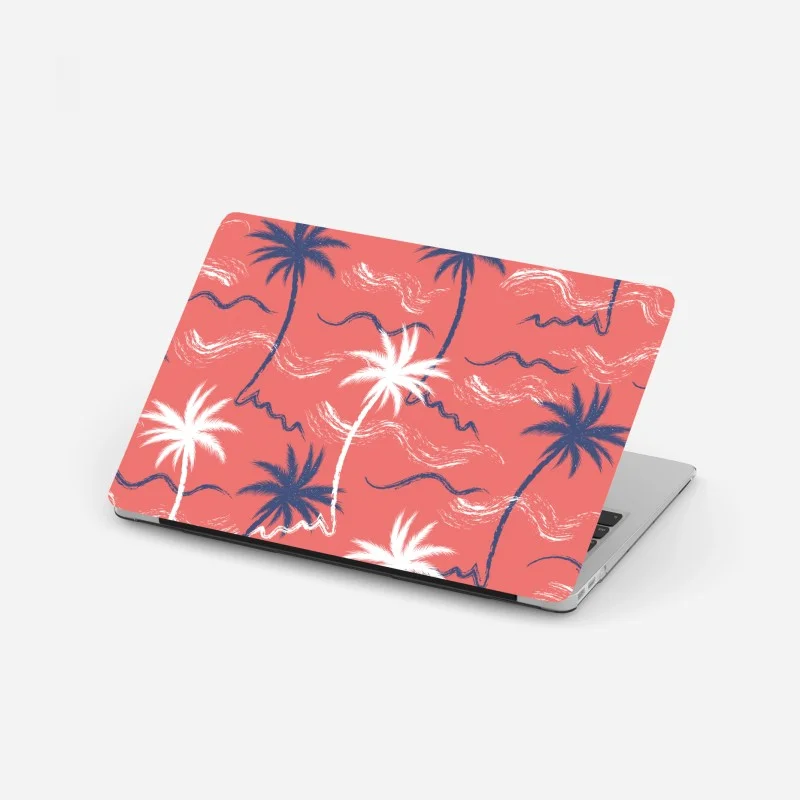 Pegatina para portátil diseño tropical de palmeras en coral