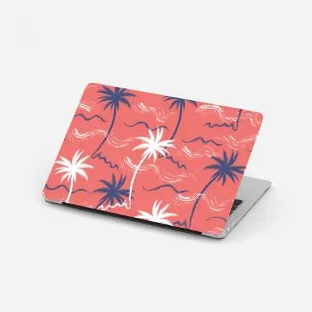 Pegatina para portátil diseño tropical de palmeras en coral – Pixers®