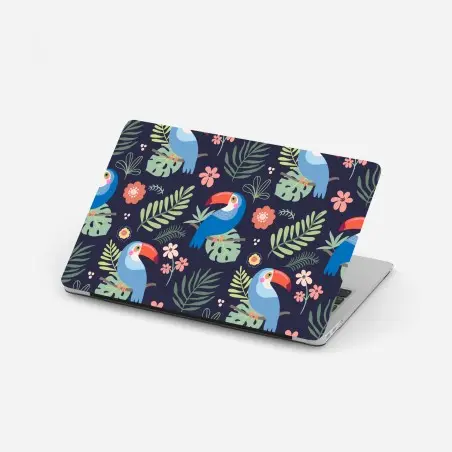 Pegatina para portátil estampado tropical de tucanes y hojas – Pixers®