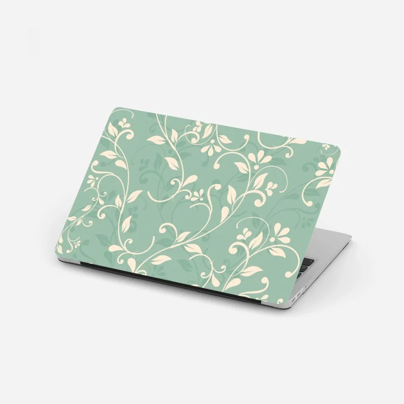 Pegatina para portátil motivo floral elegante en verde agua y crema