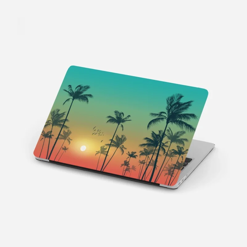 Pegatina para portátil atardecer tropical entre palmeras