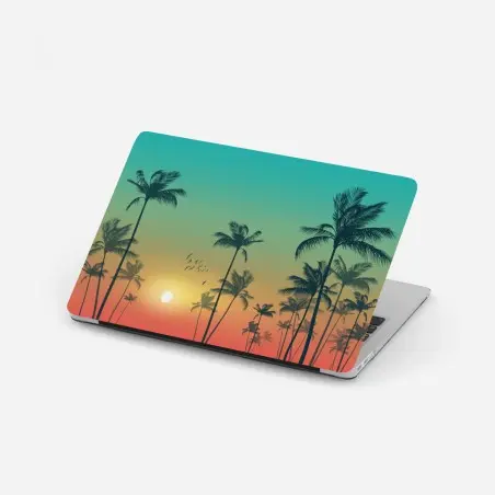 Pegatina para portátil atardecer tropical entre palmeras – Pixers®
