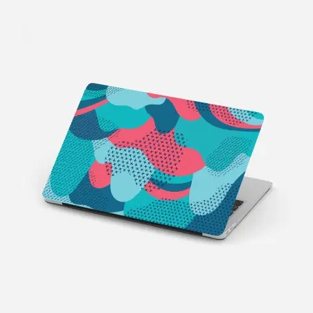 Pegatina para portátil arte decorativo abstracto de formas orgánicas en tonos turquesa y rosa – Pixers®