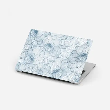 Pegatina para portátil patrón floral lineal azul – Pixers®