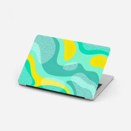 Pegatina para portátil diseño abstracto en tonos turquesa y amarillo – Pixers®