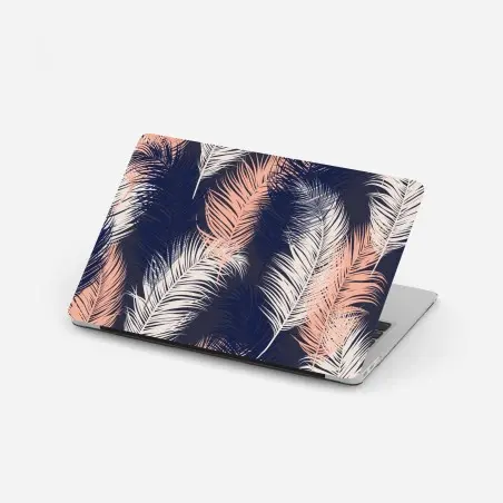 Pegatina para portátil patrón de plumas elegante en rosa y azul marino – Pixers®