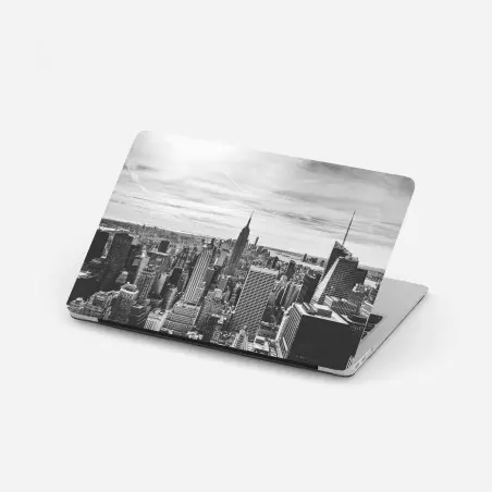Pegatina para portátil panorama urbano de Nueva York en blanco y negro – Pixers®