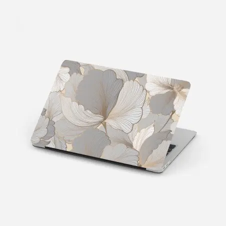 Pegatina para portátil arte floral en tonos neutros y líneas doradas – Pixers®