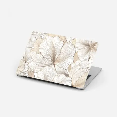 Pegatina para portátil flores de líneas finas en tonos beige – Pixers®