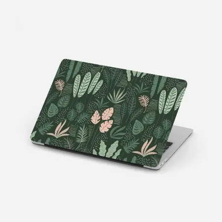 Pegatina para portátil jardín botánico en tonos verde y rosa – Pixers®