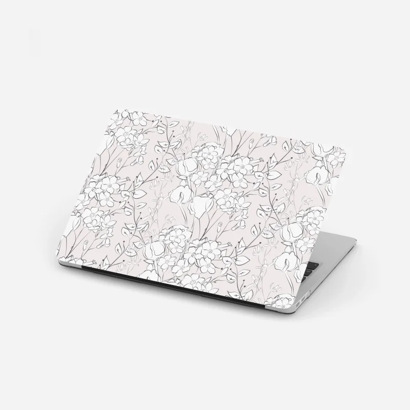 Pegatina para portátil diseño floral delicado en rosa pálido