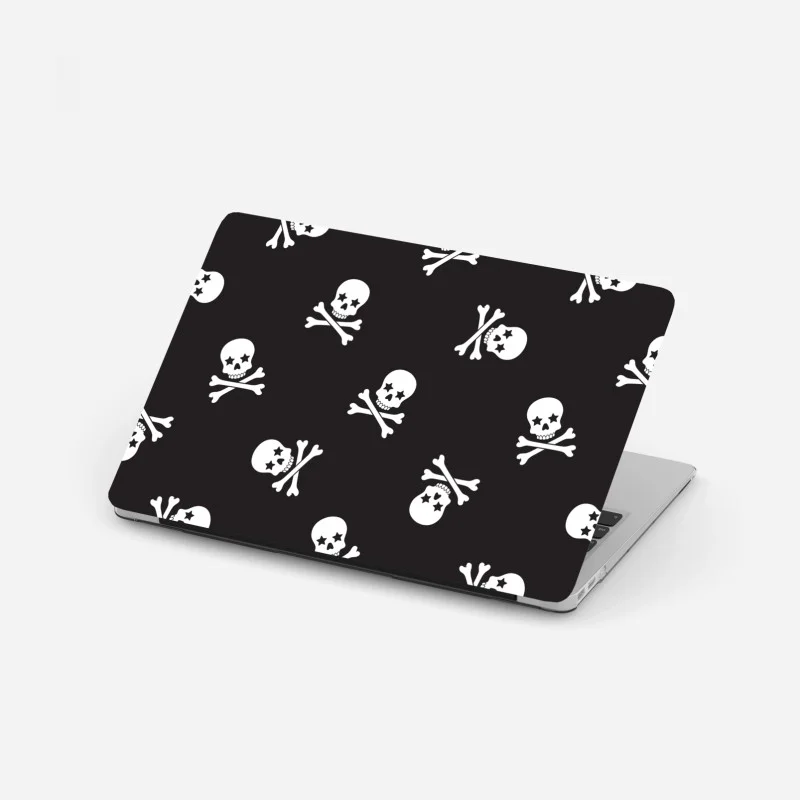Pegatina para portátil patrón de calaveras en blanco y negro
