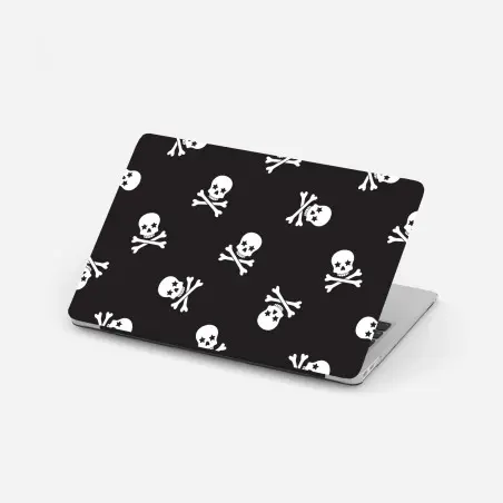 Pegatina para portátil patrón de calaveras en blanco y negro – Pixers®