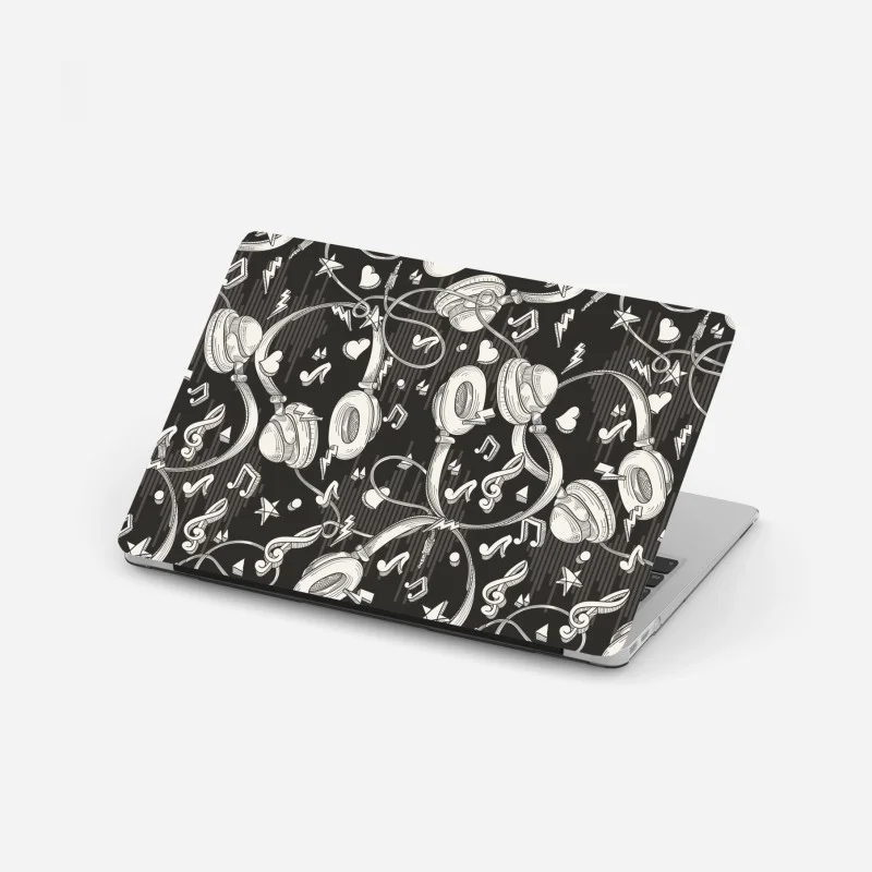 Pegatina para portátil patrón de auriculares y notas musicales