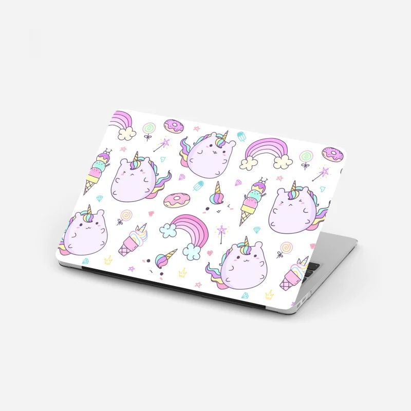 Pegatina para portátil diseño infantil de unicornios kawaii y arcoíris