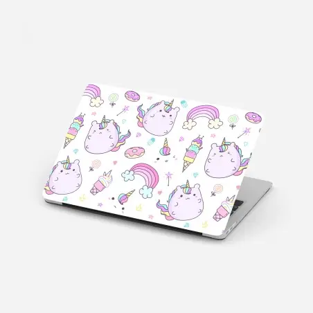 Pegatina para portátil diseño infantil de unicornios kawaii y arcoíris – Pixers®