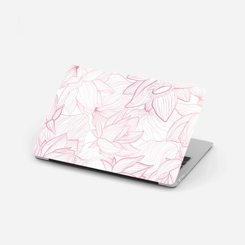 Pegatina para portátil patrón floral delicado en tonos rosa
