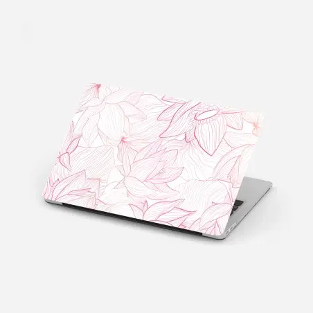 Pegatina para portátil patrón floral delicado en tonos rosa – Pixers®
