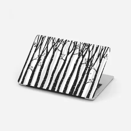 Pegatina para portátil bosque de abedules en blanco y negro – Pixers®