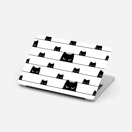 Pegatina para portátil patrón de gatos asomados en blanco y negro – Pixers®