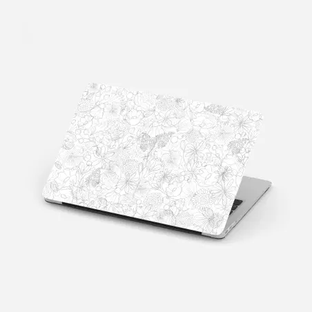 Pegatina para portátil diseño floral en líneas delicadas – Pixers®