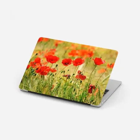Pegatina para portátil campo de amapolas al amanecer – Pixers®
