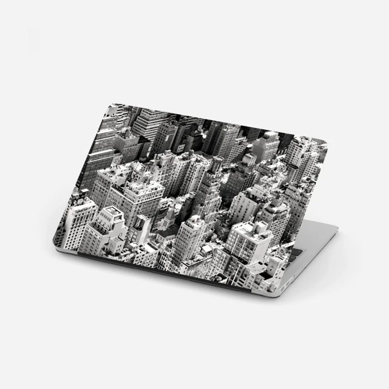 Pegatina para portátil vista aérea en blanco y negro de Manhattan, Nueva York