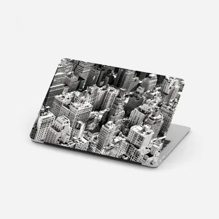 Pegatina para portátil vista aérea en blanco y negro de Manhattan, Nueva York – Pixers®