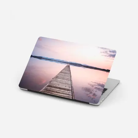 Pegatina para portátil muelle hacia el horizonte al atardecer – Pixers®