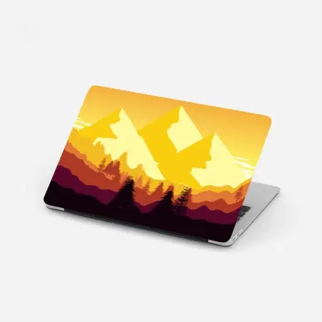 Pegatina para portátil atardecer dorado en las montañas – Pixers®