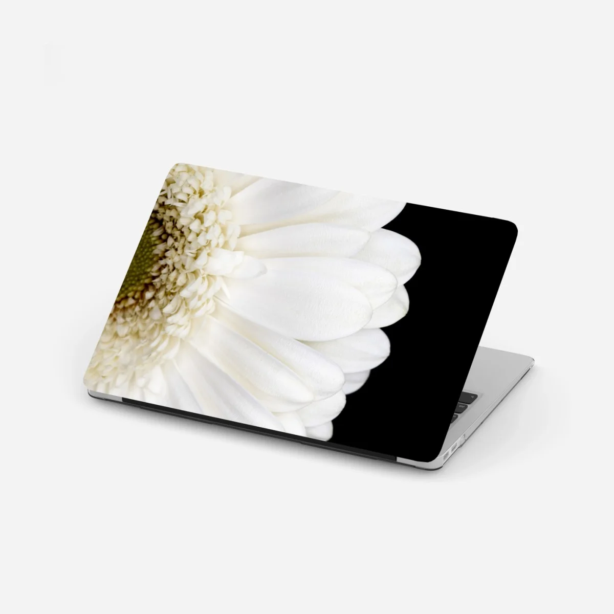 Pegatina para portátil gerbera blanca en fondo negro minimalista – Pixers® Pegatina para portátil gerbera blanca en fondo negro minimalista – Pixers®
