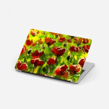 Pegatina para portátil campo de amapolas al atardecer – Pixers®