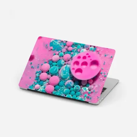 Pegatina para portátil marmolado rosa y turquesa con efecto burbuja – Pixers®