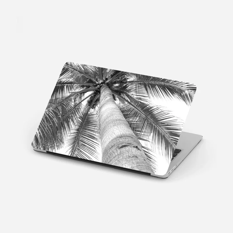 Pegatina para portátil vértigo de palmera tropical en blanco y negro