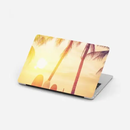 Pegatina para portátil atardecer tropical con tablas de surf – Pixers®
