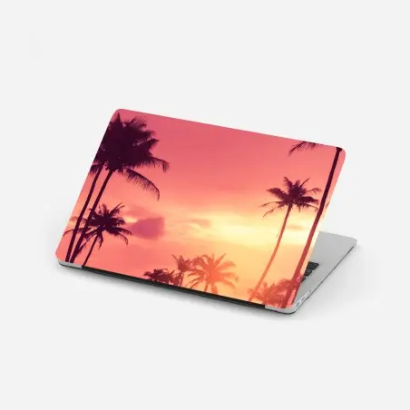 Pegatina para portátil atardecer tropical entre palmeras – Pixers®