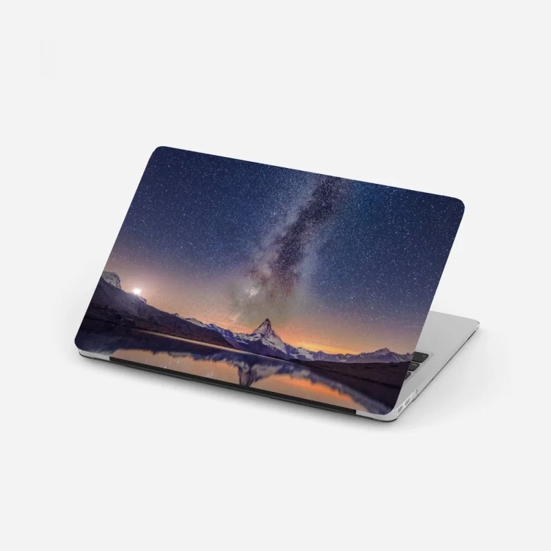 Pegatina para portátil cielo estrellado sobre montaña reflejada