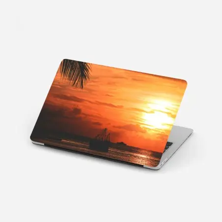 Pegatina para portátil puesta de sol tropical sobre el mar – Pixers®