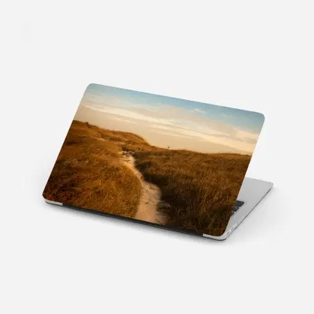 Pegatina para portátil sendero entre dunas doradas al atardecer – Pixers®
