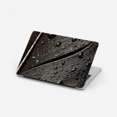 Pegatina para portátil textura de pluma en blanco y negro con gotas – Pixers®