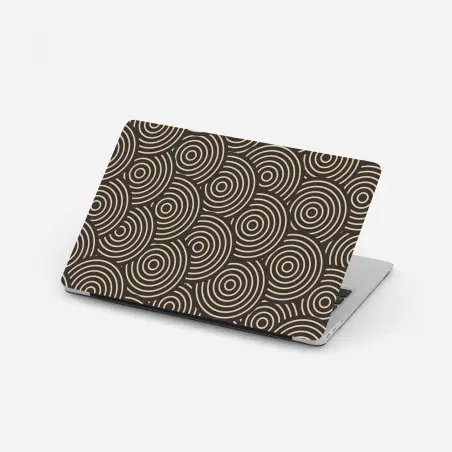 Pegatina para portátil patrón de círculos concéntricos en tonos beige y negro – Pixers®