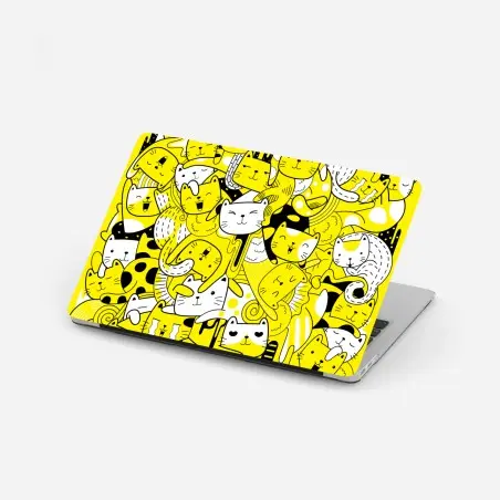 Pegatina para portátil fiesta de gatos amarillos y blancos – Pixers®