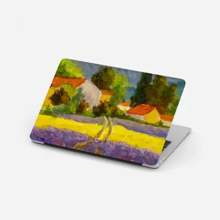 Pegatina para portátil atardecer en la campiña de lavanda – Pixers®