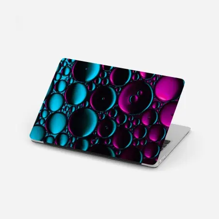 Pegatina para portátil composición abstracta de burbujas en turquesa y magenta – Pixers®